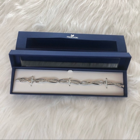 Swarovski Bracelet New Original Box Stamped SWAROVSKI Silvertone Clear Crystal - Picture 5 of 6